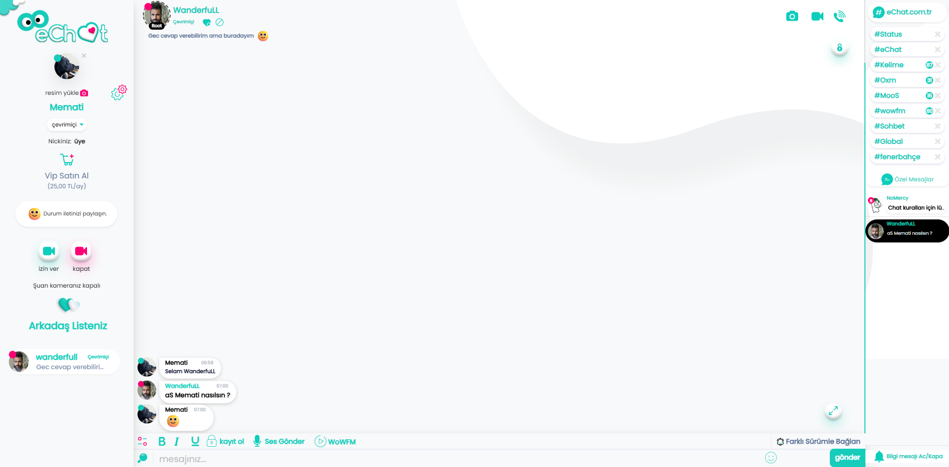 WoChat - G�r�nt�l� Sesli Profil Resimli Chat Sohbet Appleti